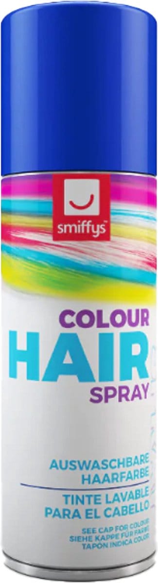 Smiffys carnaval haarverf - blauw - spuitbus - 125 ml - haarspray