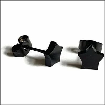 Aramat Jewels | Oorbellen | RVS Ster Oorbellen - Verjaardag Cadeau Oorstekers | 7mm / Zwart | | | | Kinderen, Volwassenen | Verkleurd niet