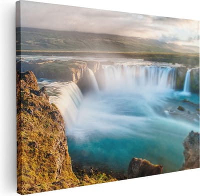 Artaza Canvas Schilderij IJsland - 40x30 cm - Klein - Wanddecoratie Waterval - Muurdecoratie Woonkamer - Kamer Accessoires Landschap