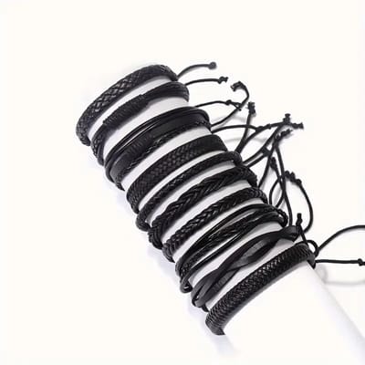 Livano Armband - Staal - Nep Zilver - Heren - 10 Stuks - Zwart Retro