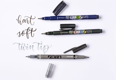 Boek Handlettering doe je zo! + 3 x Tombow  Fudenosuke Brushpennen