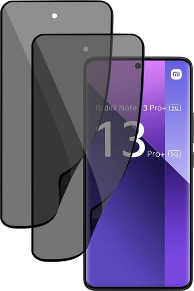 2x Privé Screenprotector geschikt voor Xiaomi Redmi Note 13 Pro+ - Privacy Folie Beschermglas - Privacy Proteqt+