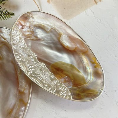 Natuurlijke schelp gepolijste fruitschaal kaviaarschaal hoteltafel shooting props schelpschaal parelmoer dienblad