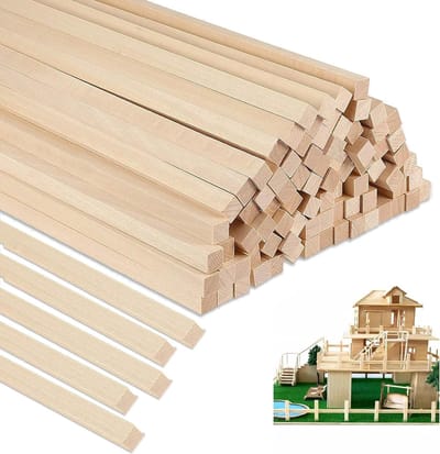 100 Houten Sticks 300 x 3 x 3mm voor Naaldwerk, Creatief Houtbewerkingsproject en Modelbouw