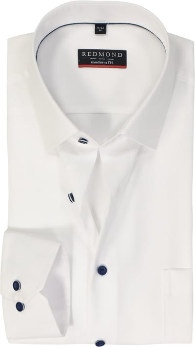 Redmond modern fit overhemd - popeline - wit