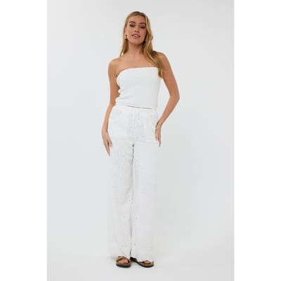 EsQualo Top Bandeau Embroidery Flower Off White Größe: 36 | Tanktops Outlet | Damen | Weiß