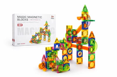 Trust Gearz® - Magnetische Tegels Knikkerbaan – magnetic tiles - 160 Stuks – Montessori Bouwspeelgoed – Magnetische Bouwstenen – Educatief – Vanaf 3 Jaar