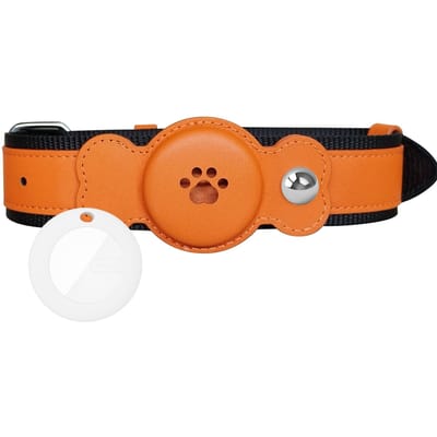 Huisdierzoeker GPS-tracker voor honden Waterdicht IP67 Huisdiervolgsysteem Slimme halsband Realtime locatie Onbeperkt bereik Hondenvolgsysteem voor Airtag voor iOS oranje