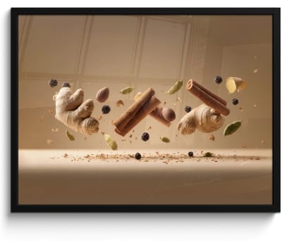 Poster in lijst - Fotolijst 70x50 cm - Posters - Specerijen - Zweven dynamisch - Geurassociaties - Posterlijst zwart - Decoratie - Wanddecoratie woonkamer - Muurdecoratie slaapkamer