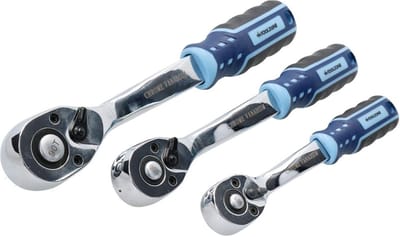 Set van 3 Professionele Ratelsleutels met 90 Tanden - Diverse Maten (1/4" 3/8" 1/2")