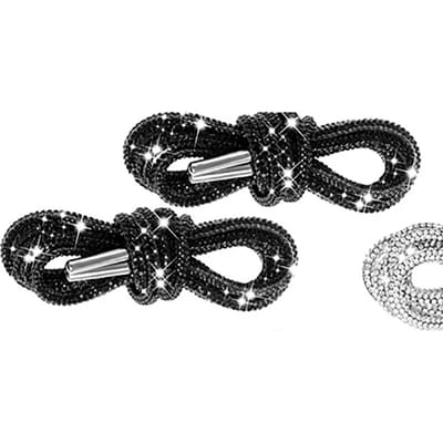 2 stuks strass schoenveters, lichtgewicht, diameter 4 mm, lengte 120 cm, zwarte schoenveters voor tennisschoenen black