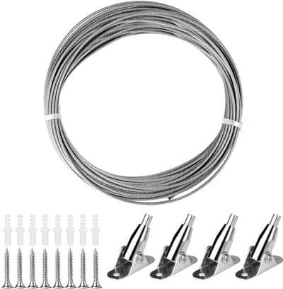 SnelShoppen - RVS Kabel 2 mm x 10 m met PVC Coating | Verstelbare Staal Kabel voor Gordijnen, Waslijn, Hanglamp - Corrosiebestendig voor Binnen en Bui