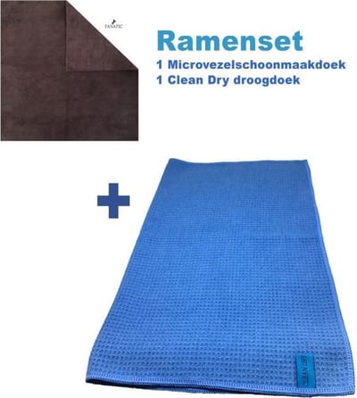 Ramenset raamdoeken microvezel glasdoeken droogdoek ramen Clean Dry Blauw/Grijs origineel