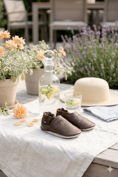 Stabifoot Babyslofjes – Zacht Leer – Cadeaudoos - Linnen zakje - Barefoot - BROWN 3 - 6