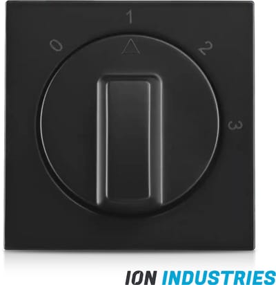 ION industries V1/J1/D1 centraalplaat 3-standenschakelaar met draaiknop en nulstand mat zwart (11.300.116)