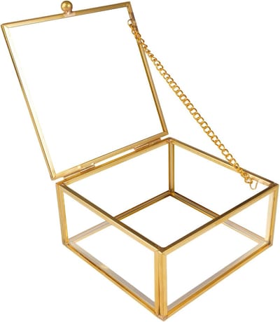 Vintage Glazen Sieradenbox met Deksel, Transparante Opbergdoos voor Oorbellen en Accessoires, Perfect voor Moederdag en Verjaardagen