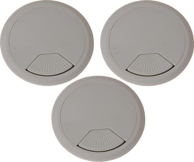 AMIG Kabeldoorvoer Bureau 60mm Grijs - Set van 3 Verstelbare Kabeldoorvoeren - Professioneel Kabelmanagement
