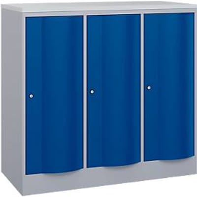 C+P Garderobekast Resisto, 3 vakken, 3 legborden, B 1148 x D 540 x H 1077 mm, blank aluminium/ gentiaanblauw