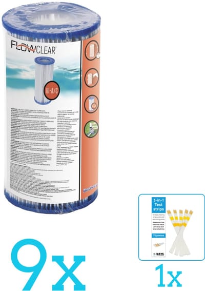 Bestway - Flowclear - Filtercartridge Type III - Volumebundel - Filter - 9-delig
