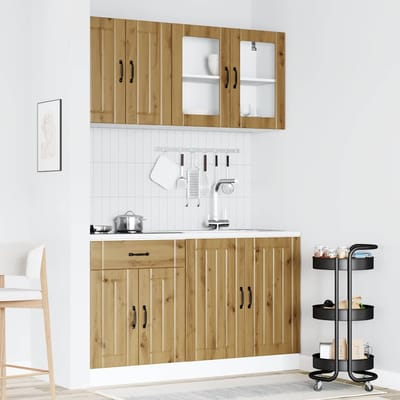 vidaXL - 4-delige - Keukenkastenset - Kalmar - bewerkt - hout - artisanaal - eiken