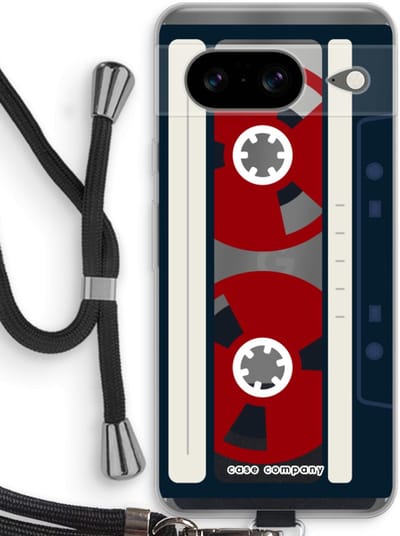 Case Company® - Hoesje met koord geschikt voor Google Pixel 8 hoesje met Koord - Here's your tape - Telefoonhoesje met Zwart Koord - Bescherming aan alle Kanten en Over de Schermrand