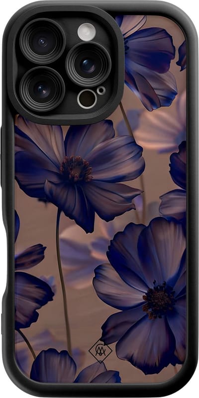 Casimoda® hoesje - Geschikt voor iPhone 16 Pro - Twilight Petals - Effen telefoonhoesje met lensbescherming - Siliconen/TPU - Backcover - Paars