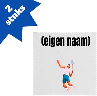 Akyol - badminton met man brillendoekjes - Badminton - badmintoners - met eigen naam - badminton liefhebbers - cadeau - kado - 17,8 bij 17,8 cm - 2 stuks