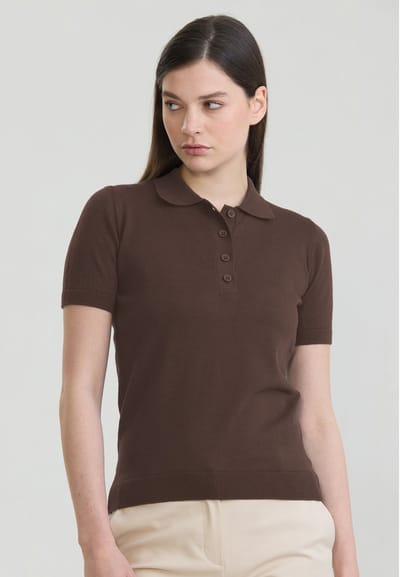 Felix Hardy Polo Shirt Korte Mouwen 100% Katoen Dames Bruin - S