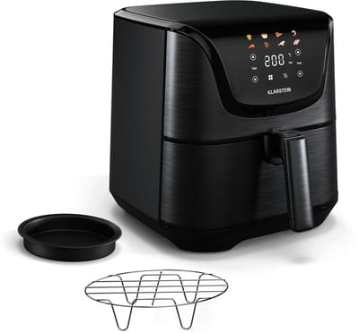 Klarstein AeroVital Deluxe Heteluchtfriteuse – 5L airfryer, 1700W, Touch-display, 8 programma's, Antiaanbaklaag, Cooltouch-behuizing, Timer & temperatuurregeling, Zwart