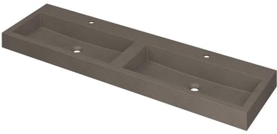 INK Momento Wastafel Quartz Dubbel met 2 Kraangaten - 1600x450x90 mm - Quartz Beton