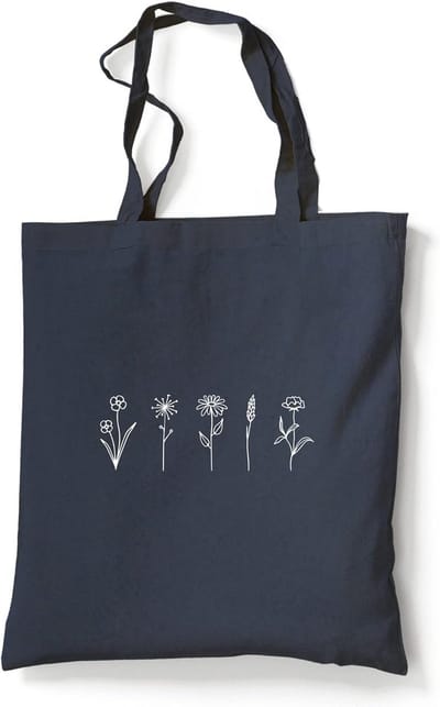 Duurzame Jute Tas met Blauwe Bloemenprint - Gemaakt van 100% Katoen (38x42 cm)