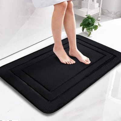 Badmat, antislip, 50 x 80 cm, zacht badkamertapijt, waterabsorberend, badmat, machines met rubberen achterkant, badmat voor douche, bad, toilet, zwart