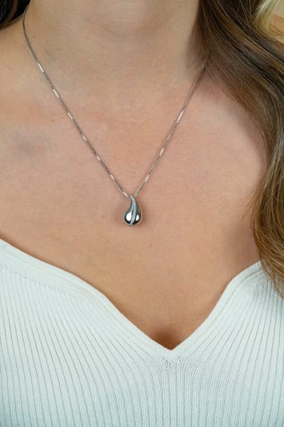 ZINZI Zilveren Venetiaanse Ketting met Druppel Hanger & Witte Zirkonia 45-48cm ZIC2707