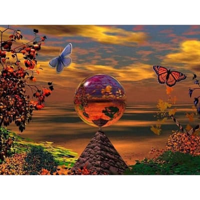 Diamantborduurwerk Piramide en Bal Diamantschilderij Kruissteek Handwerk Diamant Puzzel 20X30CM brown