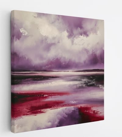 Saammp Canvas Schilderij - Landschap - Paars - Abstract - 20x20 - Foto op canvas - Wanddecoratie - Muurdecoratie Woonkamer - Slaapkamer decoratie - Canvas Print