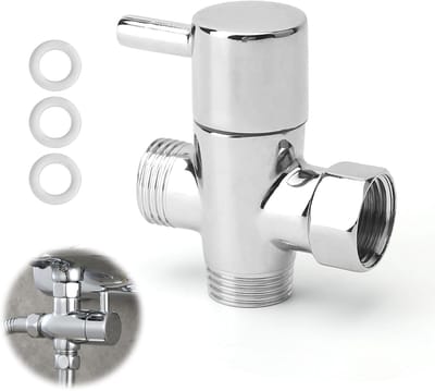 3-Weg Veranderklep 1/2 Inch - Drie-Weg Ventiel voor Douche, Messing Chroom, G1/2 Wateraansluiting, Ideaal voor Zonneboiler en Douchekop Onderdelen
