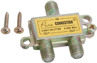 5x F-Coax Splitter 1-naar-2 – Antenne Verdeelstuk voor TV & Satelliet – 5–900 MHz – Metalen Behuizing - 5 Stuks [05256]