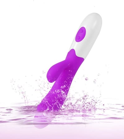 Erodit® Tarzan dildo vibrator -Bunny Vibrator-Geribbelde eikel stimulatie clitoris- g-spot - Anaal vibrators voor mannen- vibrators voor vrouwen -Paars, 19,5 cm- excl batterij- Sex toys- Erotiek- Seksspeeltjes voor koppels