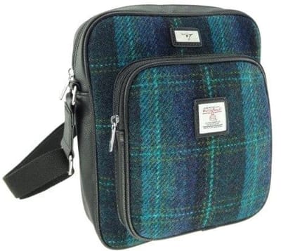 Reistas Tay Blauw met Turquoise - Compact - 27x23x9 - Harris Tweed - Glen Appin of Scotland