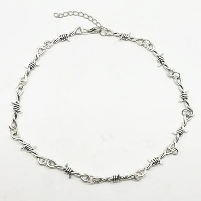 WiseGoods Luxe Prikkeldraad Ketting Heren - Kettingen - Schrikdraad Sieraad - Sieraden Cadeau - Kleding Accessoires - Zilver