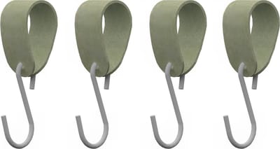 S-haakje Wit + leren hanger: SUEDE JADE - Maat S - set van 4 (S-haakjes - kapstokhaakje - handdoekhaakje - kapstokhaak - ophanghaken - S-haken)