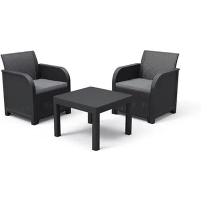 Keter Balkonset Rosalie - Wicker/kunststof - Antraciet - 2 Personen