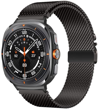Luxe Milanees bandje - geschikt voor Samsung Galaxy Watch Ultra (47mm) / Ultra 2025 (47mm) - Milanese met parachute sluiting - zwart