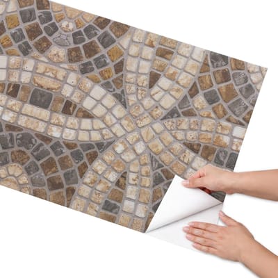 Coloray Meubel Wrap Folie - Bruin Meubelfolie - 65x130 cm - Decoratiefolie Zelfklevend Mozaïek van steen - Meubelfolie Zelfklevend - Geometrische Meubelfolie - Wrapfolie Keuken - Wanddecoratie - Texturen
