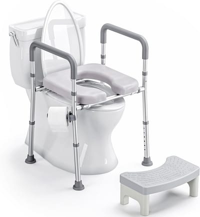 Verstelbare Toiletverhoger met Stevige Handgrepen voor Veiligheid en Comfort