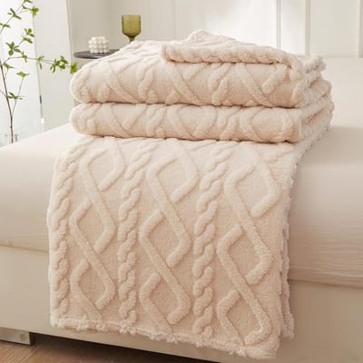 Famanu - Fleece Sprei 200 x 230 cm - Wit - Zachte Warme Deken voor Tweepersoonsbed & Bank