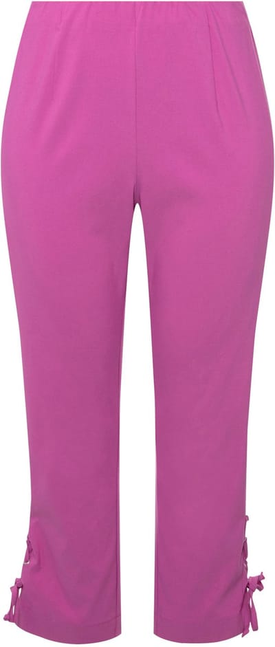 MIAMODA - Dames - Bengaline broek slim fit vetersluiting bij de zoom - Fuchsiaroze - Maat 44