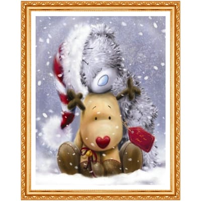 Diamant broderie dessin animé ours couture photo diamant peinture point de croix motif de noël 20X30CM gray