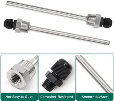 Dipping sleeves 304 roestvrij staal, temperatuur sensor bescherming, 2 stuks, voor thermische elementen en sensoren