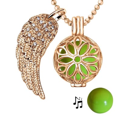 Engelenroeper 18mm Bolhouder met Ketting 90cm en Bolletje - Dames - Roségoudkleurig Bloem - EBS18142